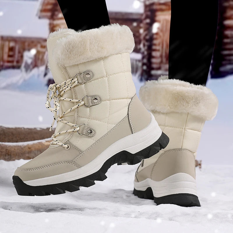 Women’s Winter Mid-Calf Snow Boots – Waterproof, Slip-Resistant & Faux Fur Lined