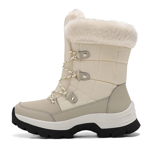 Women’s Winter Mid-Calf Snow Boots – Waterproof, Slip-Resistant & Faux Fur Lined