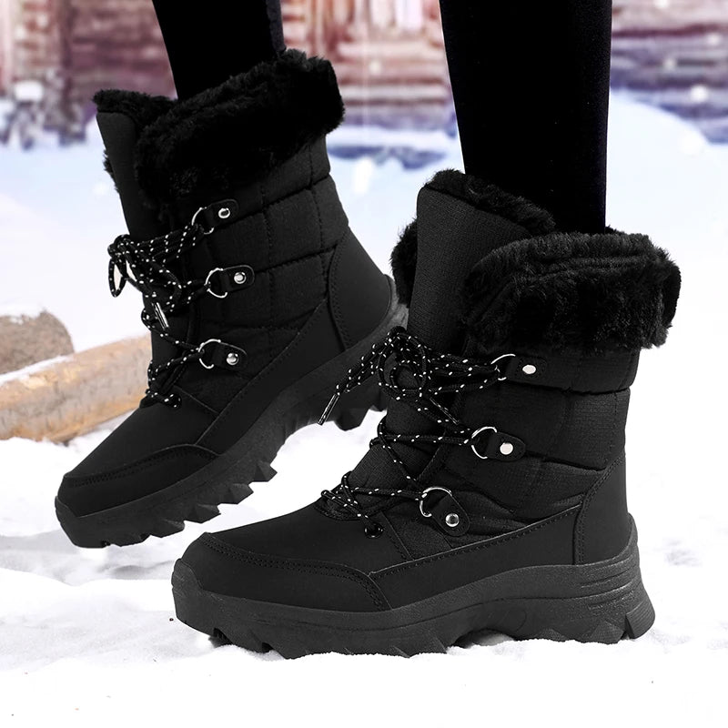 Women’s Winter Mid-Calf Snow Boots – Waterproof, Slip-Resistant & Faux Fur Lined