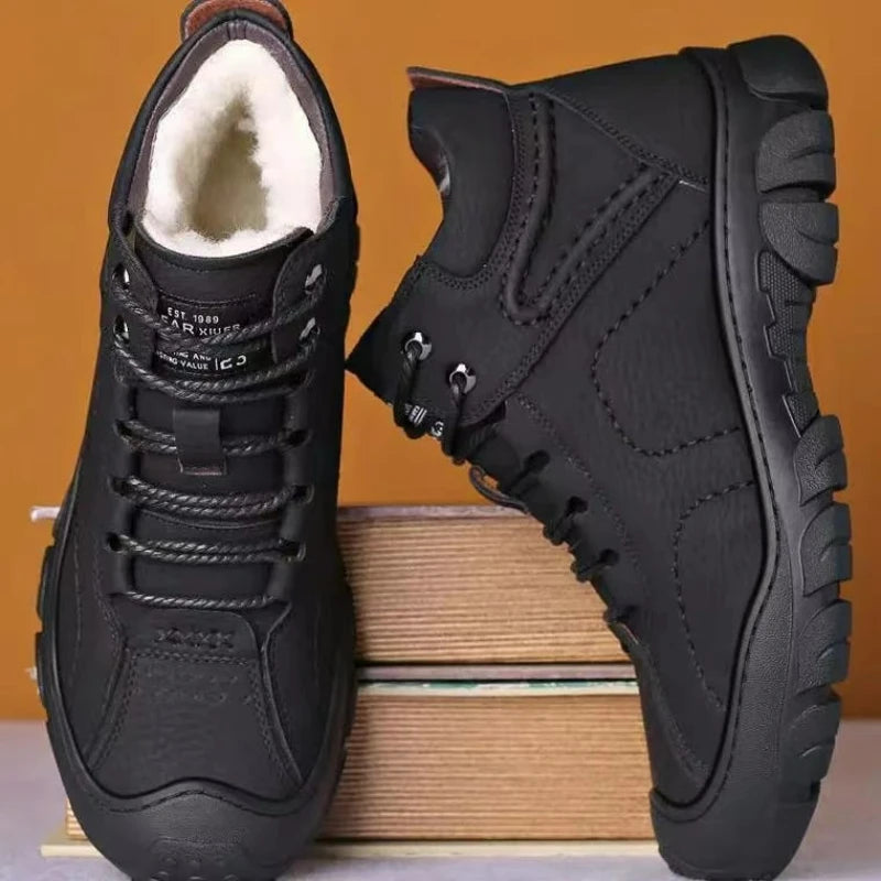 Men’s Winter Lace-Up Ankle Boots – Warm, Non-Slip & Outdoor Ready