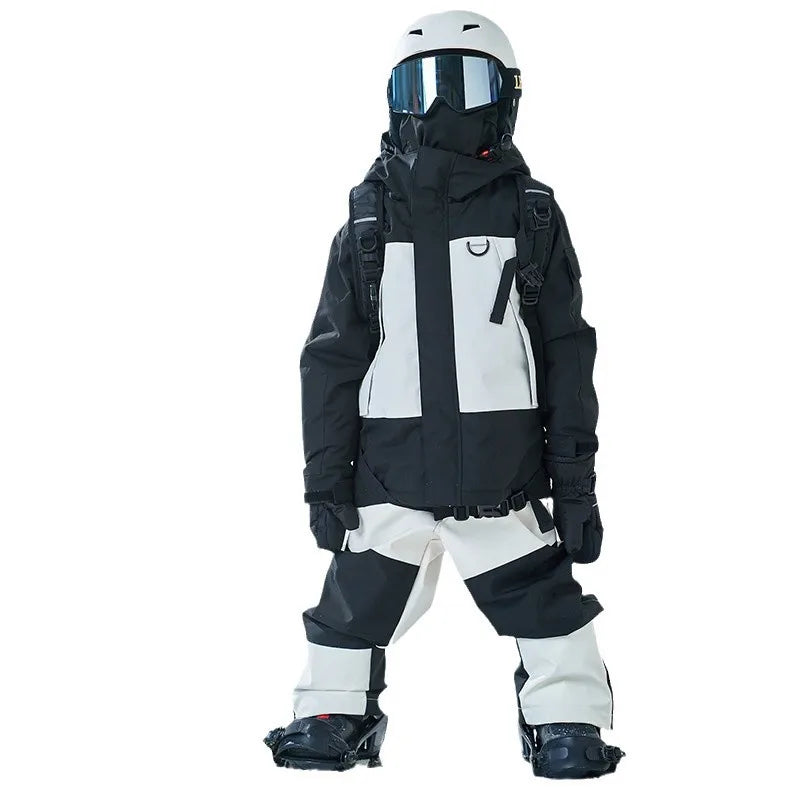 Children’s Outdoor Ski Suit Set – Black & White Jacket and Pants