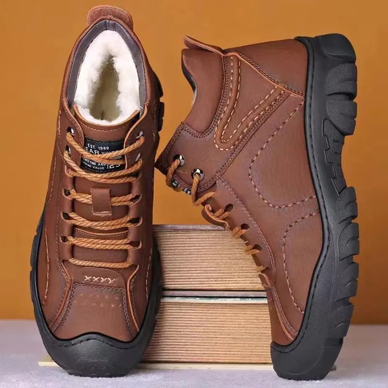 Men’s Winter Lace-Up Ankle Boots – Warm, Non-Slip & Outdoor Ready