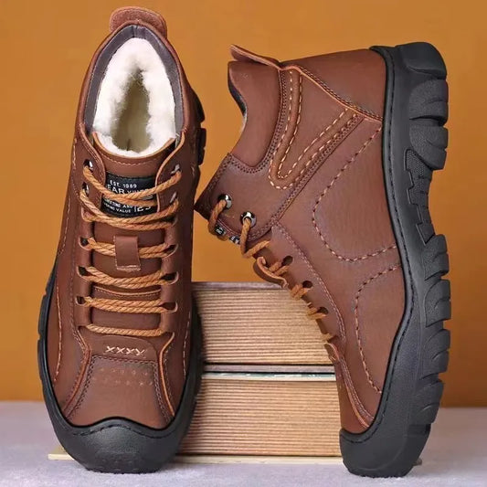 Men’s Winter Lace-Up Ankle Boots – Warm, Non-Slip & Outdoor Ready