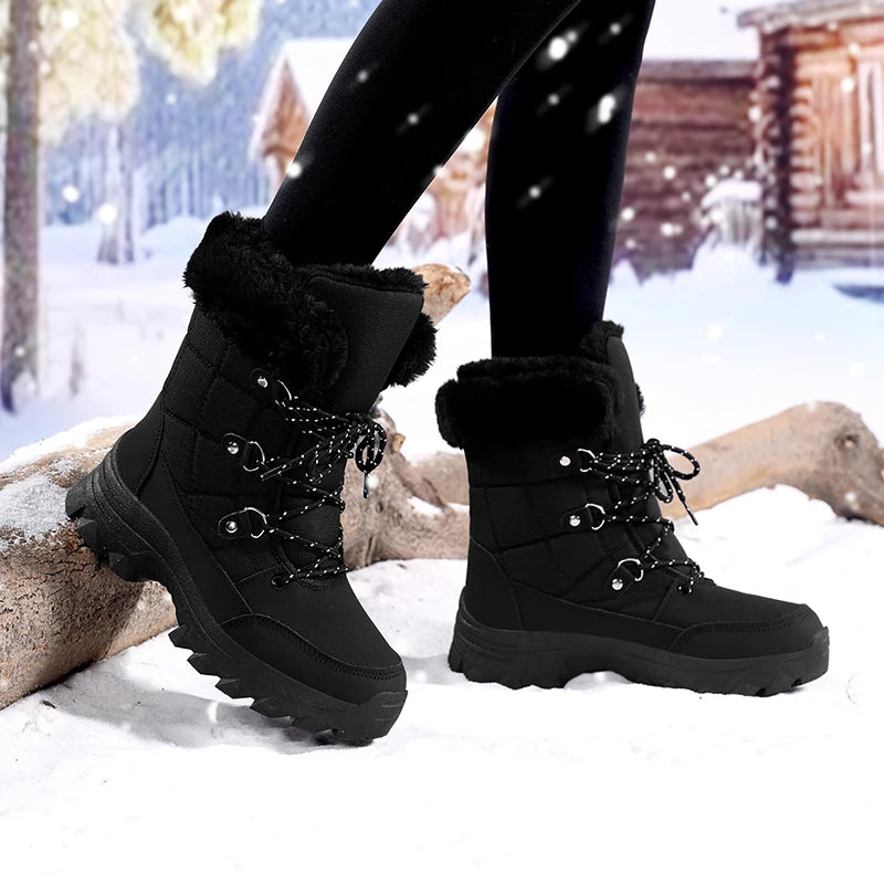 Women’s Winter Mid-Calf Snow Boots – Waterproof, Slip-Resistant & Faux Fur Lined