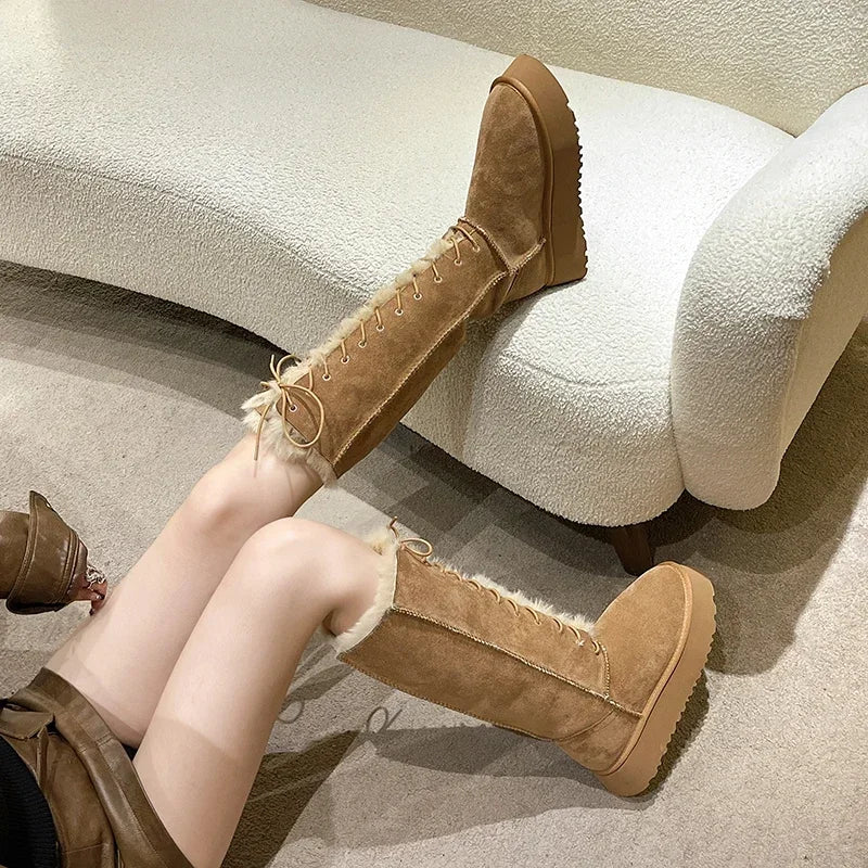 Women’s Knee-High Winter Platform Boots – Plush, Warm & Fashionable