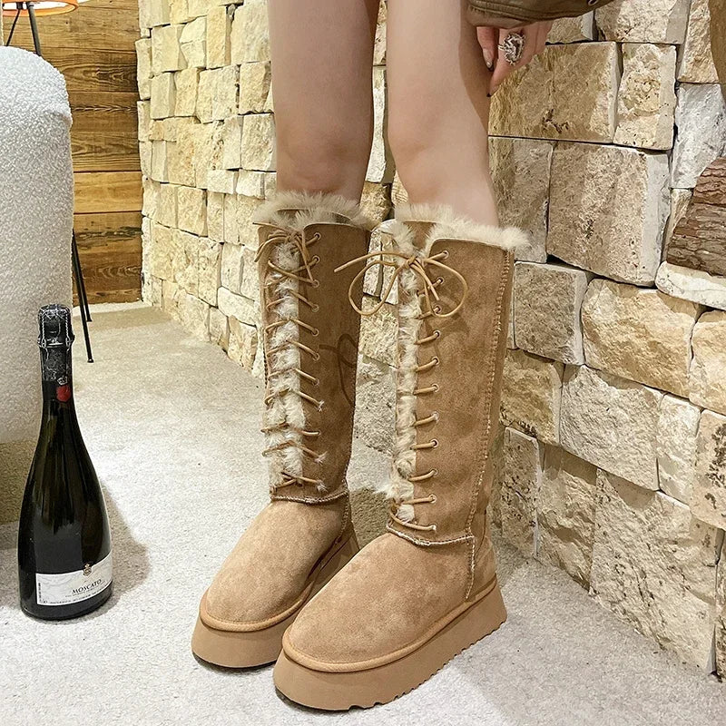 Women’s Knee-High Winter Platform Boots – Plush, Warm & Fashionable